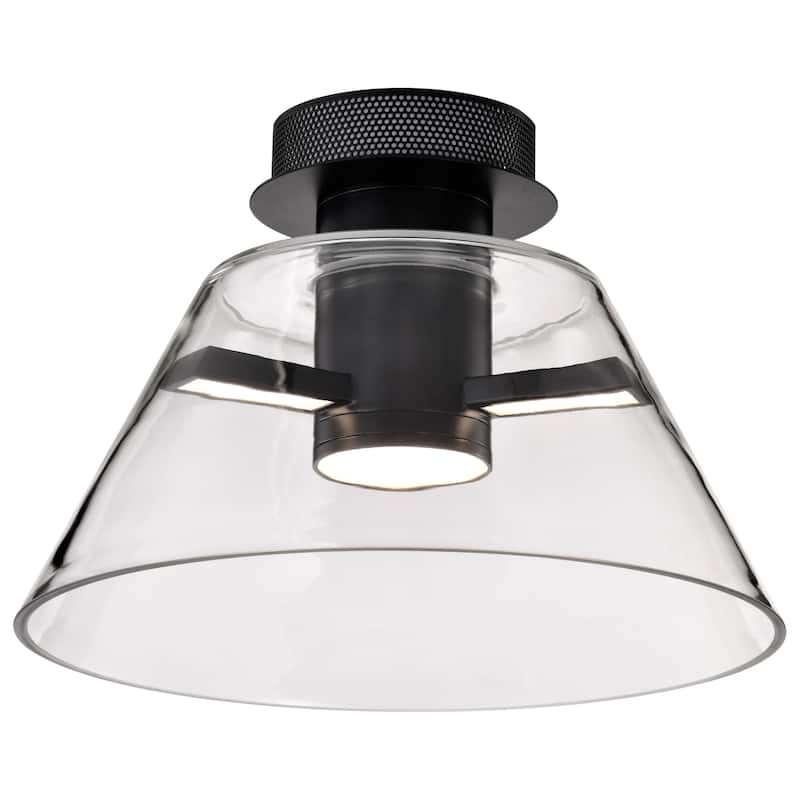 Edmond - 14 Inch LED Semi Flush - Matte Black with Clear Glass