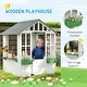 preview thumbnail 6 of 6, Outsunny Kids Wooden Playhouse, Outdoor Garden Games Cottage, with Working Door, Windows, Flowers Pot Holder, 47" x 38" x 54"