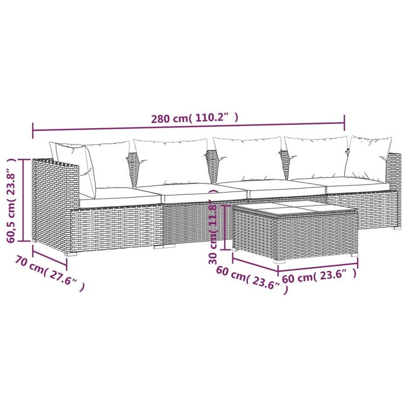 vidaXL Patio Sofa Sectional Sofa Couch Loveseat Outdoor Armchair Poly Rattan