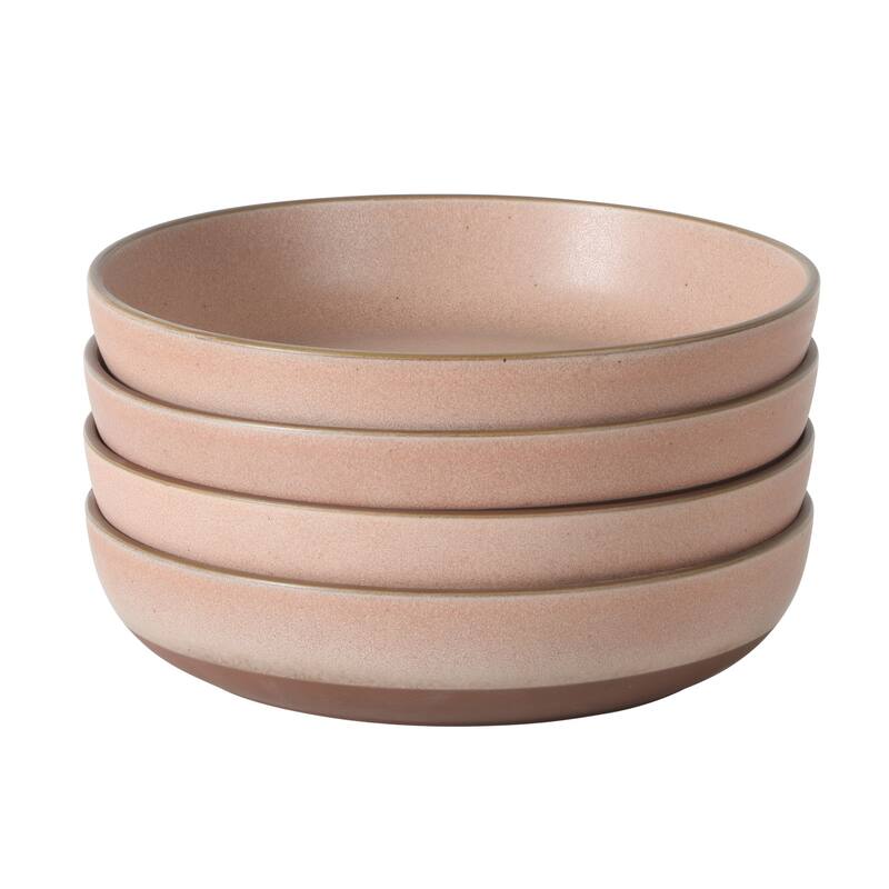 Gibson Elite William Crest 4 Piece Dinner Bowl Set, 8.5" Round Stoneware Reactive Glaze Finish, Large Soup, Pasta & Salad Bowls