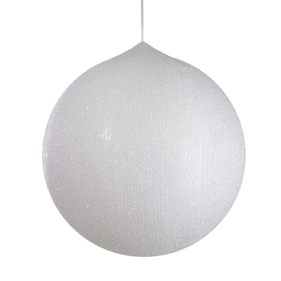 19.5-inch White Tinsel Inflatable Christmas Ball Ornament Outdoor Decor - 19.5"