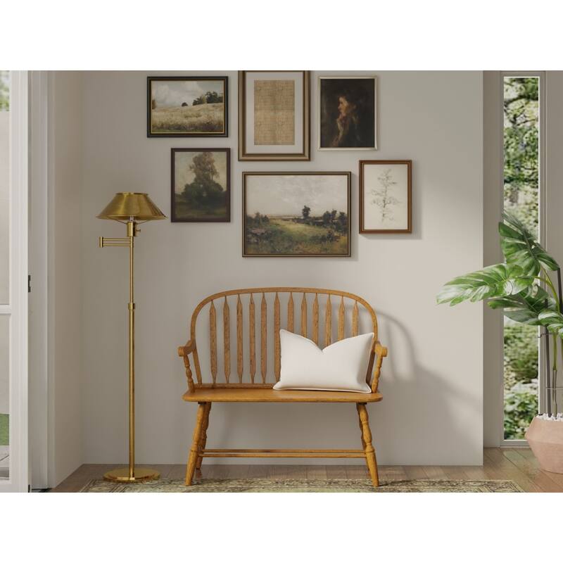 Arched Back Rectangular Bench with Armrest - 44" - Brown