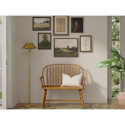 Arched Back Rectangular Bench with Armrest - 44" - Brown