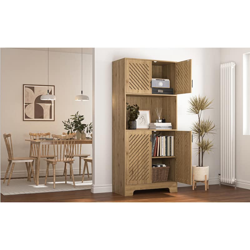 Coffee Bar Cabinet, Modern Farmhouse Buffet Sideboard with Drawer and Adjustable Shelf