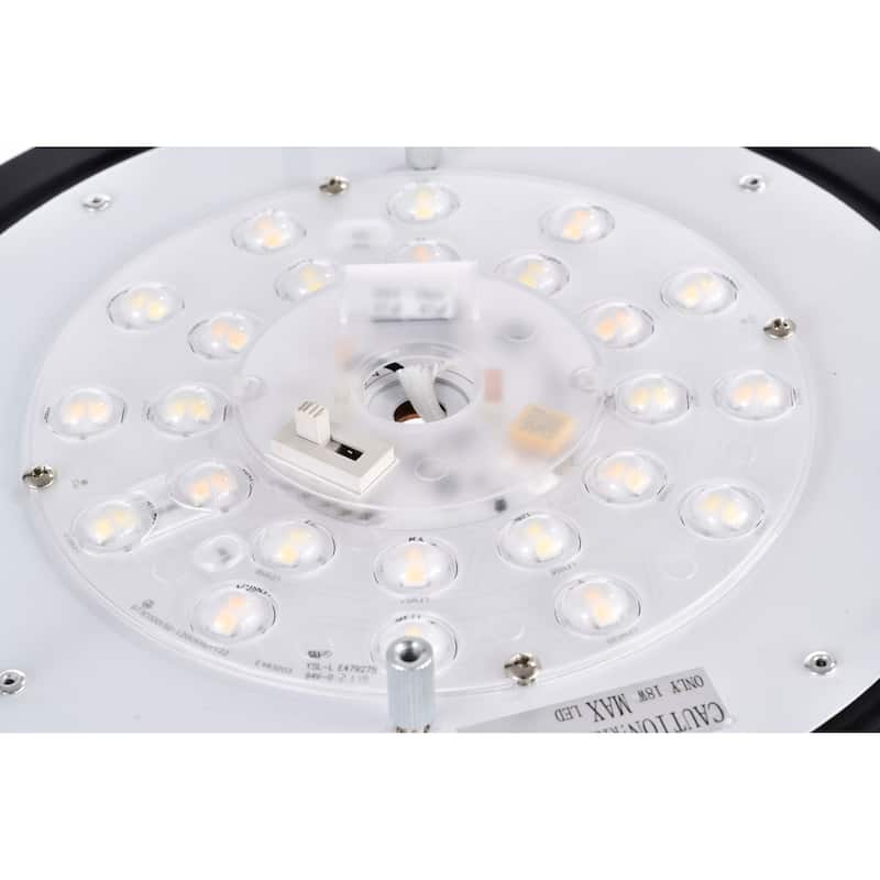 Glamour LED 10 inch Flush Mount Fixture Black Finish CCT Selectable 3K/4K/5K - Matte Black