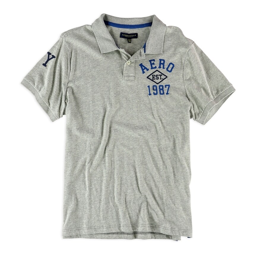 Shop Aeropostale Mens Est 1987 Rugby Polo Shirt Grey X Small