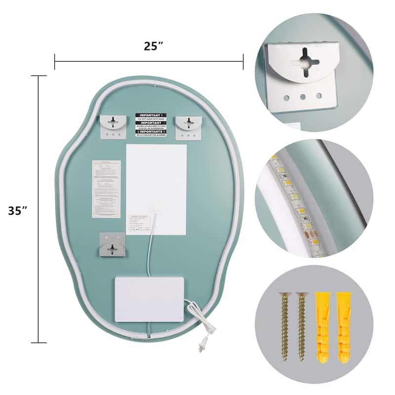 Wallbeyond 3-Tone Modern Style Frameless Rectangular LED Wall Mirror
