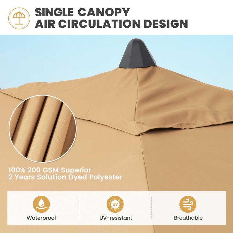 9 x 5 FT Outdoor Patio Rectangular Market Umbrella and Base Stand with Wheels