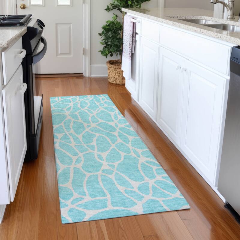 Premium Washable Super Soft Contemporary Ellie Mayfield Rug - Aqua - 2'3" x 7'6"