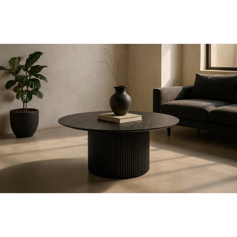 Modrest - Rawlins Modern Mid Century Black Ash Round Coffee Table