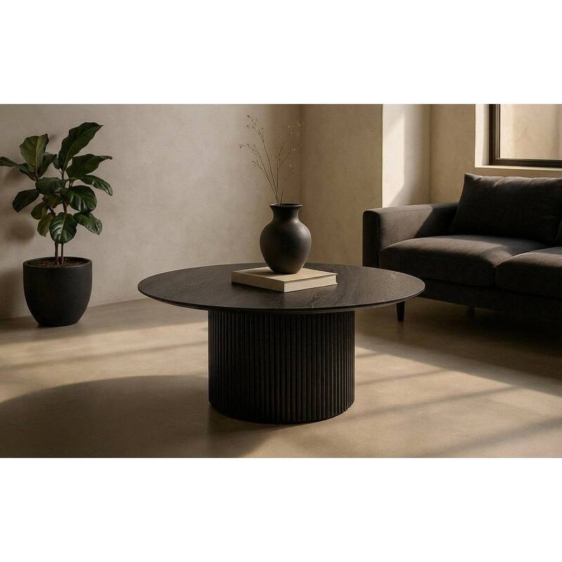 Modrest - Rawlins Modern Mid Century Black Ash Round Coffee Table