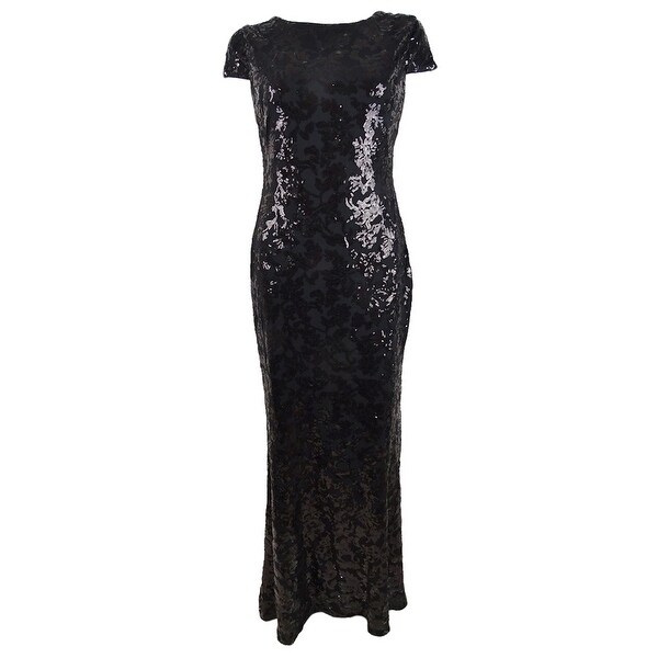calvin klein draped back sequin gown