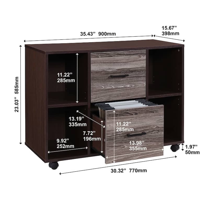 2-Drawer Wood 35.43 in. W Lateral File Cabinet