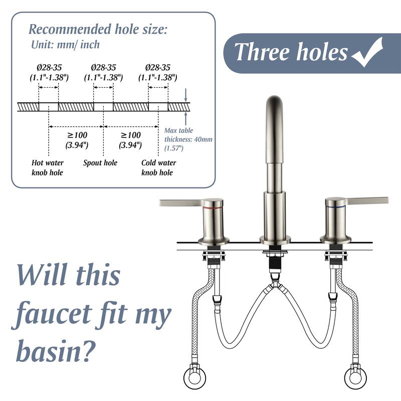 Topcraft 3 Colors 2-Handle Widespread Bathroom Sink Faucet