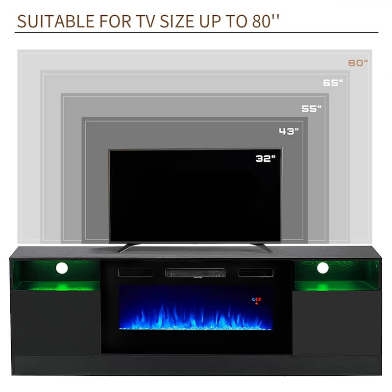 70'' Fireplace TV Stand with 36" Electric Fireplace