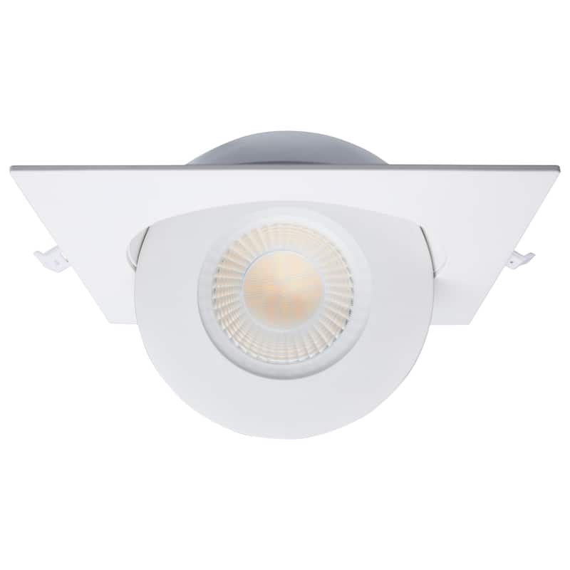 15 Watt CCT Selectable LED Direct Wire Downlight Gimbaled 6 Inch Square Remote Driver White