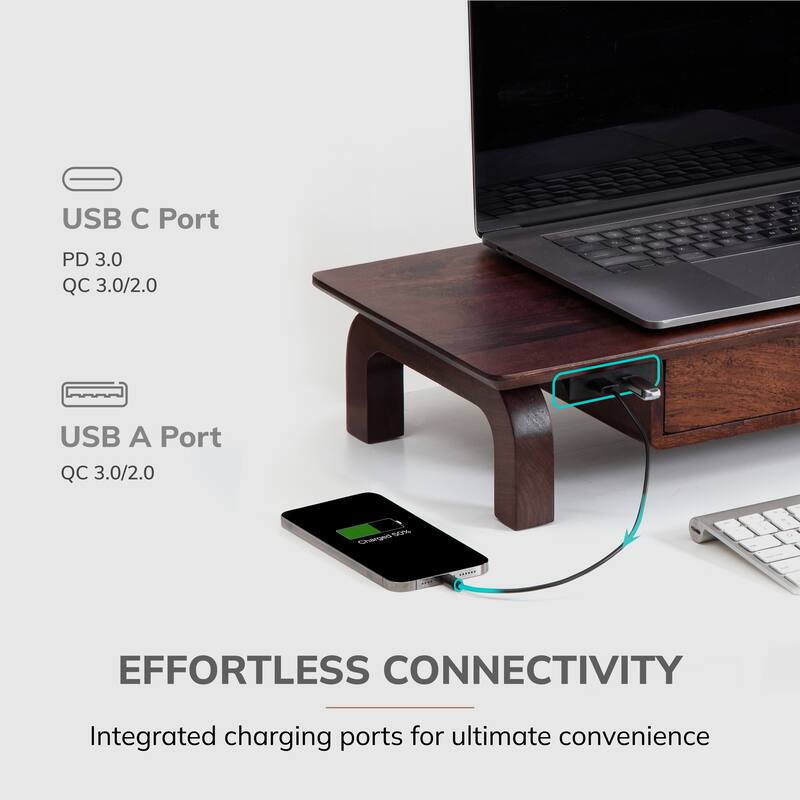 Jani Wood Monitor Stand Riser Desk - Ergonomic Design Stand, Desktop Organizer Table for Home, Office Workspace, Gaming Desk