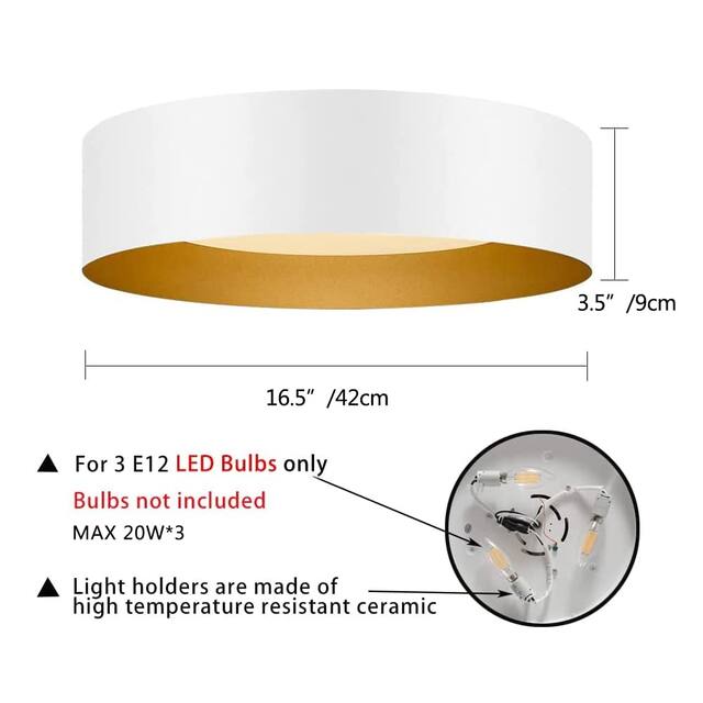 Modern Minimalist Metal Shaded Drum Flush Mount Ceiling Light