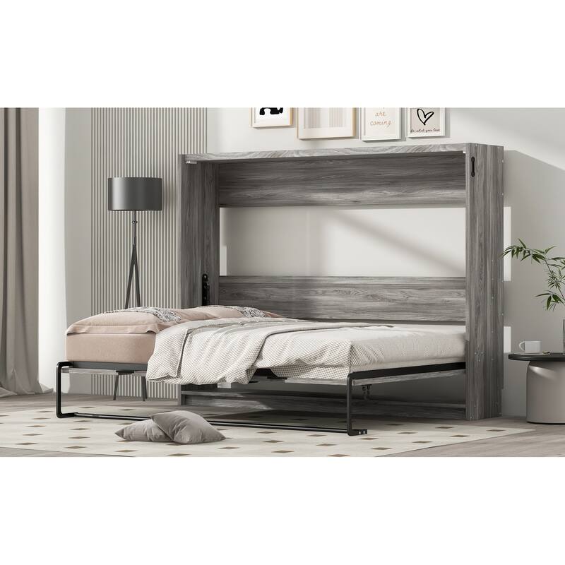 Full Size MDF Murphy Bed with Cabinet Conversion and 800lb Weight Capacity