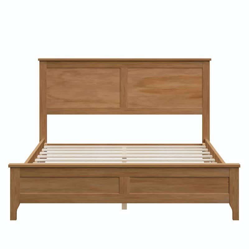 Modern Solid Wood Platform Bed with Sturdy Wooden Slat Support