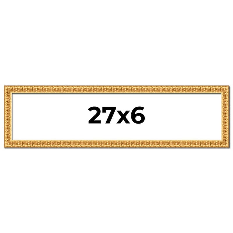 27x6 Frame Gold Real Wood Picture Frame Width 1 inches | Interior