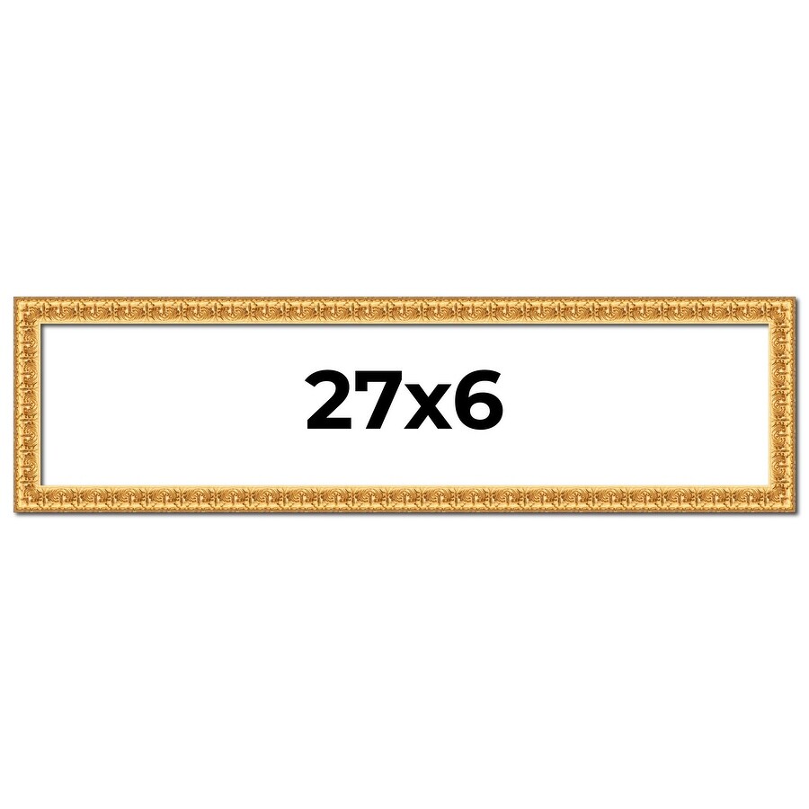 27x6 Frame Gold Real Wood Picture Frame Width 1 inches | Interior