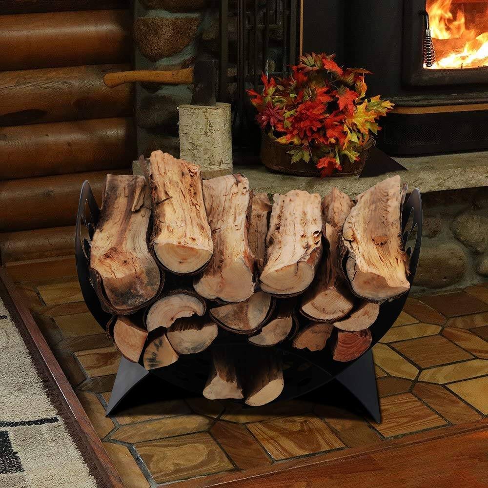 PHI VILLA Fireplace Log Holder Firewood Rack Storage Rack for Firewood