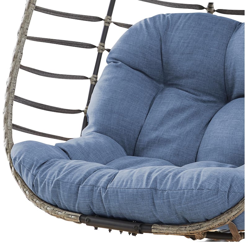 Wicker Outdoor Hanging Egg Swing Chair with Cushion