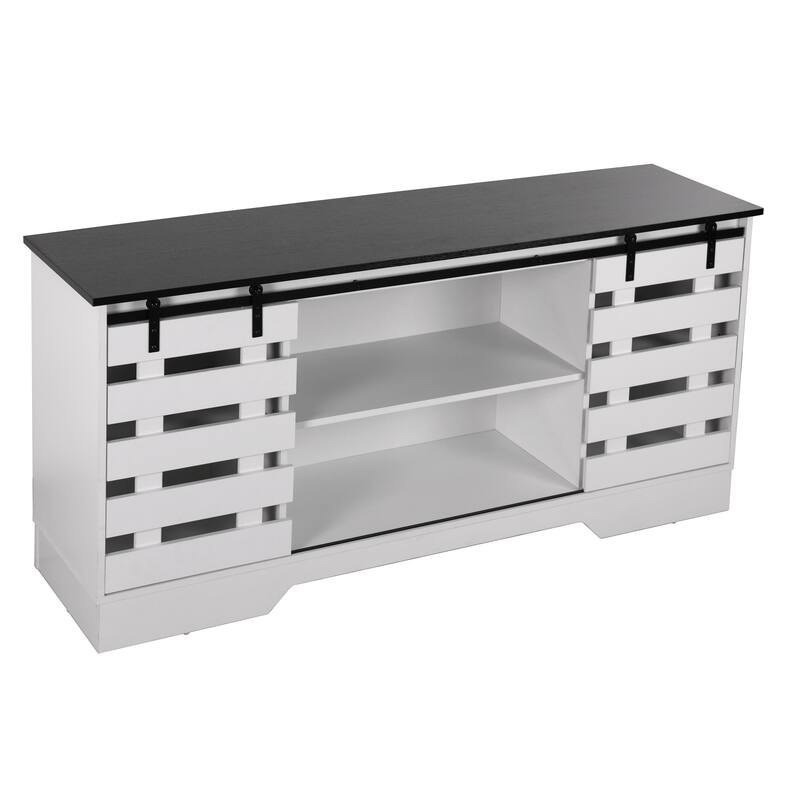 59" Farmhouse TV Stand with Adjustable Shelf for TVs Up to 65"
