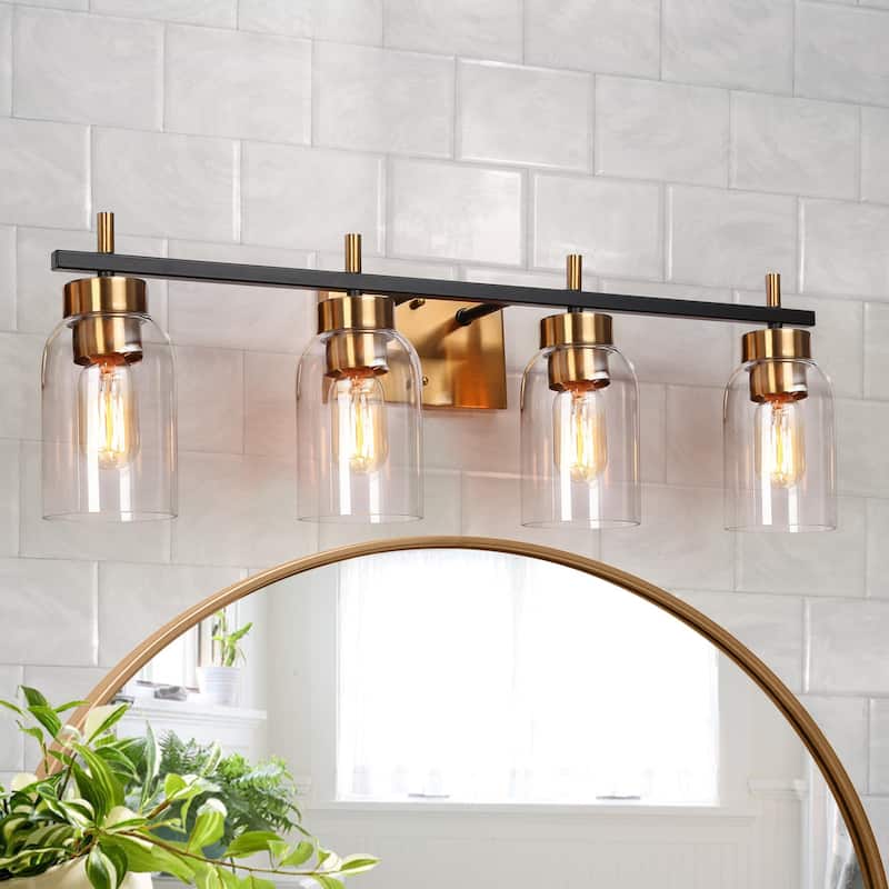 Modern Black Gold 2/3-Light Bathroom Vanity Lights Linear Wall Sconces for Powder Room