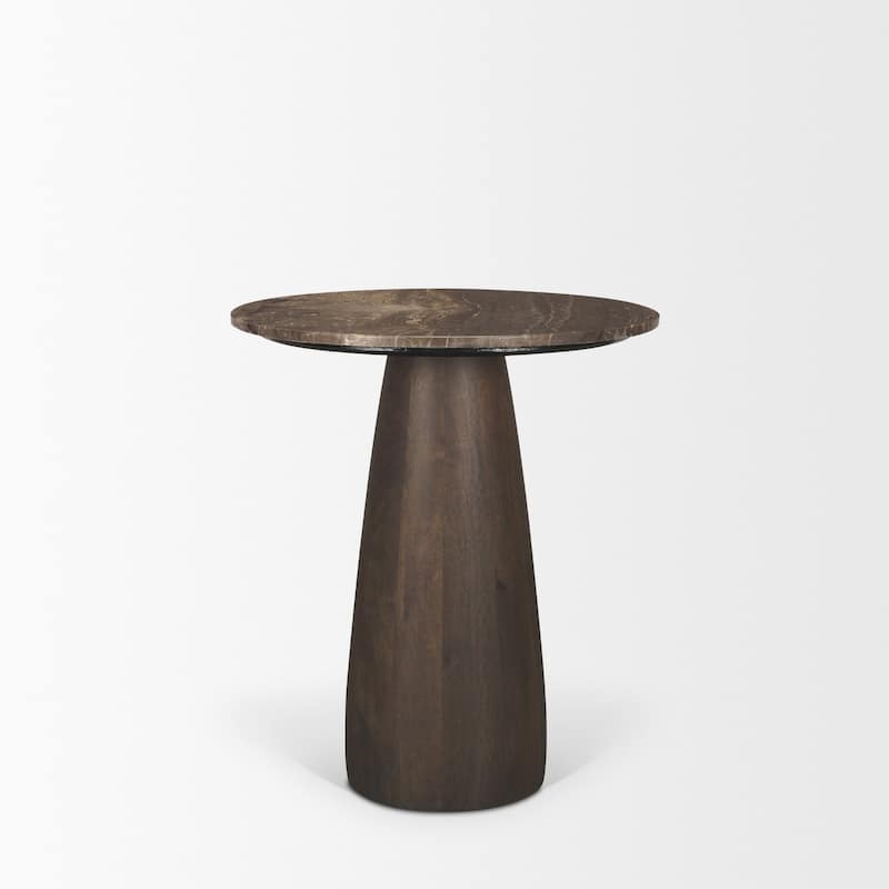 Allyson 32" Round Dark Brown wood w/ Cappuccino Marble Top Bistro Table - 32.0L x 32.0W x 36.0H