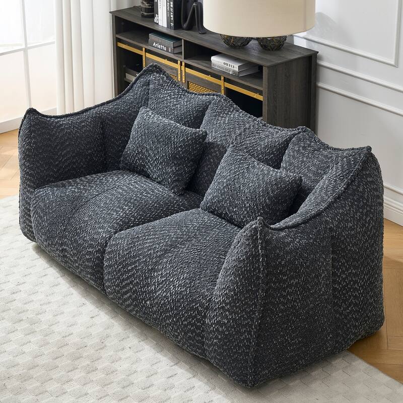 Beanbag Chair with High Resilience Foam Core. The Square Recliner Sofa Is Ideal for Family Members And Friends Engaged in Games