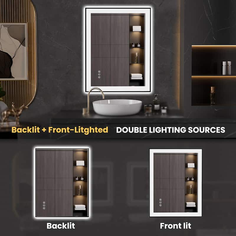 24x36 Inch Frameless LED Bathroom Mirror,Smart Mirror