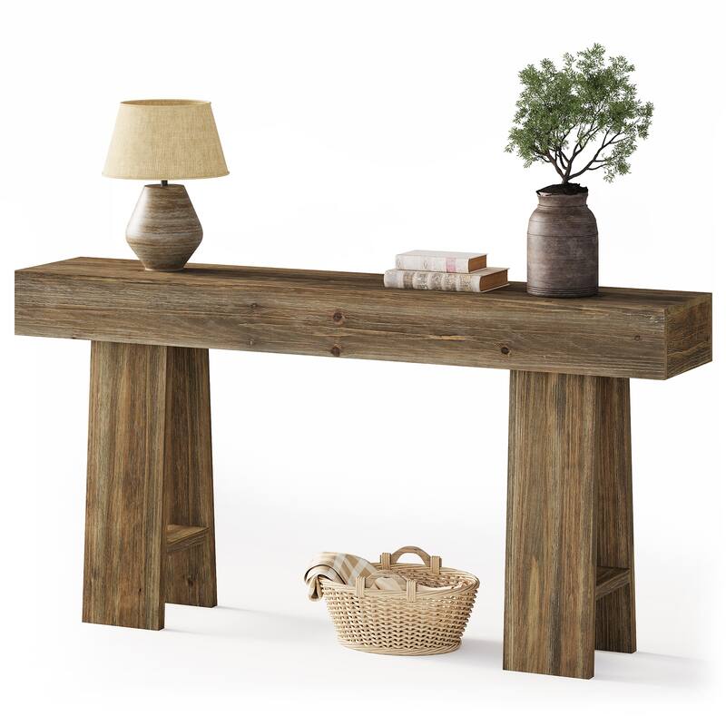 63-Inch Farmhouse Solid Wood Console Table for Entryway, Foyer