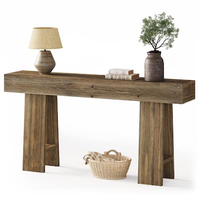 63-Inch Farmhouse Solid Wood Console Table for Entryway, Foyer