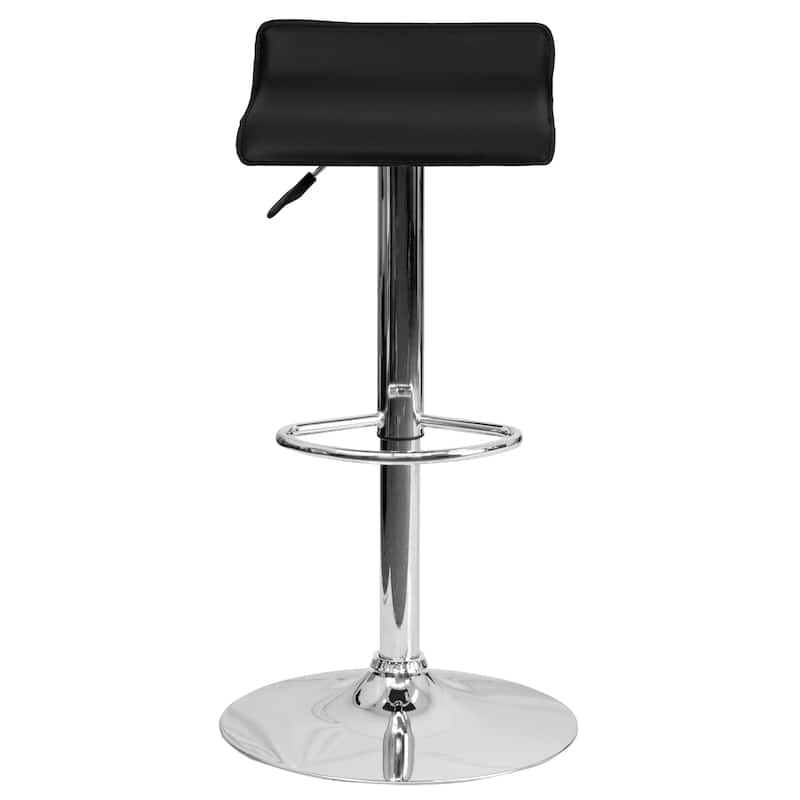 2 Pack Contemporary Vinyl Adjustable Height Barstool with Solid Wave Seat - 15"W x 15"D x 25.5" - 34"H