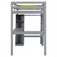 preview thumbnail 41 of 42, Solid Wood Loft Bed with Bulit-in L-Shaped Desk, Wardrobe and Hanging Rod, Twin/Full Size Loft Bedframe with Storage Shelves
