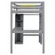 preview thumbnail 30 of 42, Twin/Full Size Loft Bed with L-Shaped Desk, Wardrobe and Storage Shelves, Solid Wood Loft Bed Frame with Ladder and Guardrail