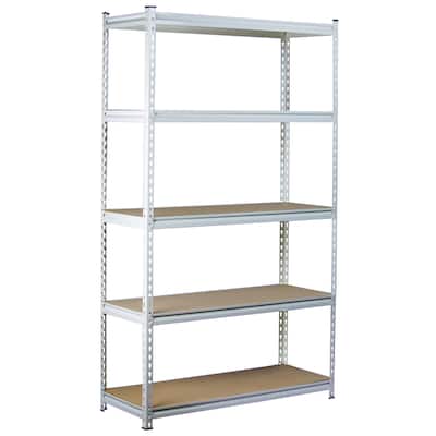 King's Rack 5-Tier White Steel Storage Rack Boltless Shelving Tier Height Adjustable 30" W x 12" D x 60" H.
