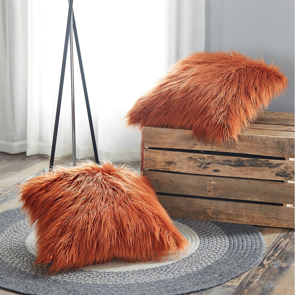 Karenne FauxFur Throw Pillow Covers (Set of 2), NO INSERT