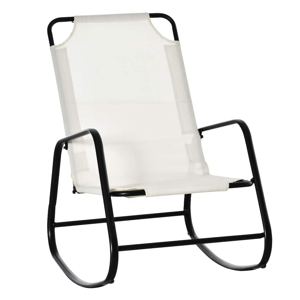 Outsunny Garden Rocking Chair, Outdoor Indoor Sling Fabric Rocker for Patio, Balcony, Porch