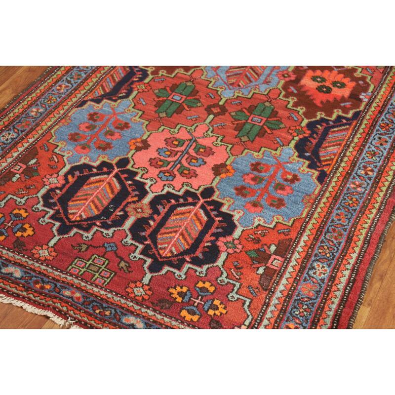 Hand Knotted Oriental 100% Wool Carpet Traditional Geometric Multi-Colored Bakhtiari Runner Rug - 9' 8'' X 3' 5''