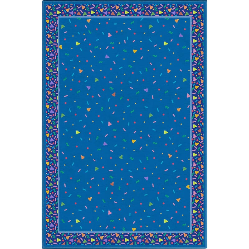 Crayola Confetti Blue Retro Area Rug By Well Woven