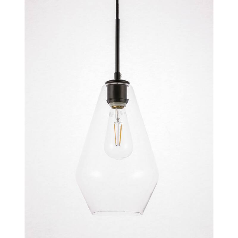 Elegant Lighting Gene Single Light 7" Wide Mini Pendant with Clear - Black