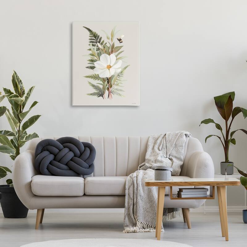 Stupell Bumble Bee & Flower Canvas Wall Art Design By House Fenway