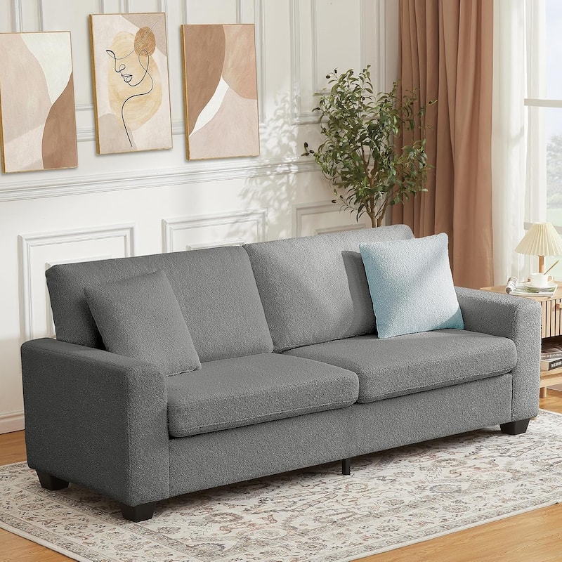 83' Comfy Cloud Couch, Modern 3 Seater Deep Seat Sofa - Grey