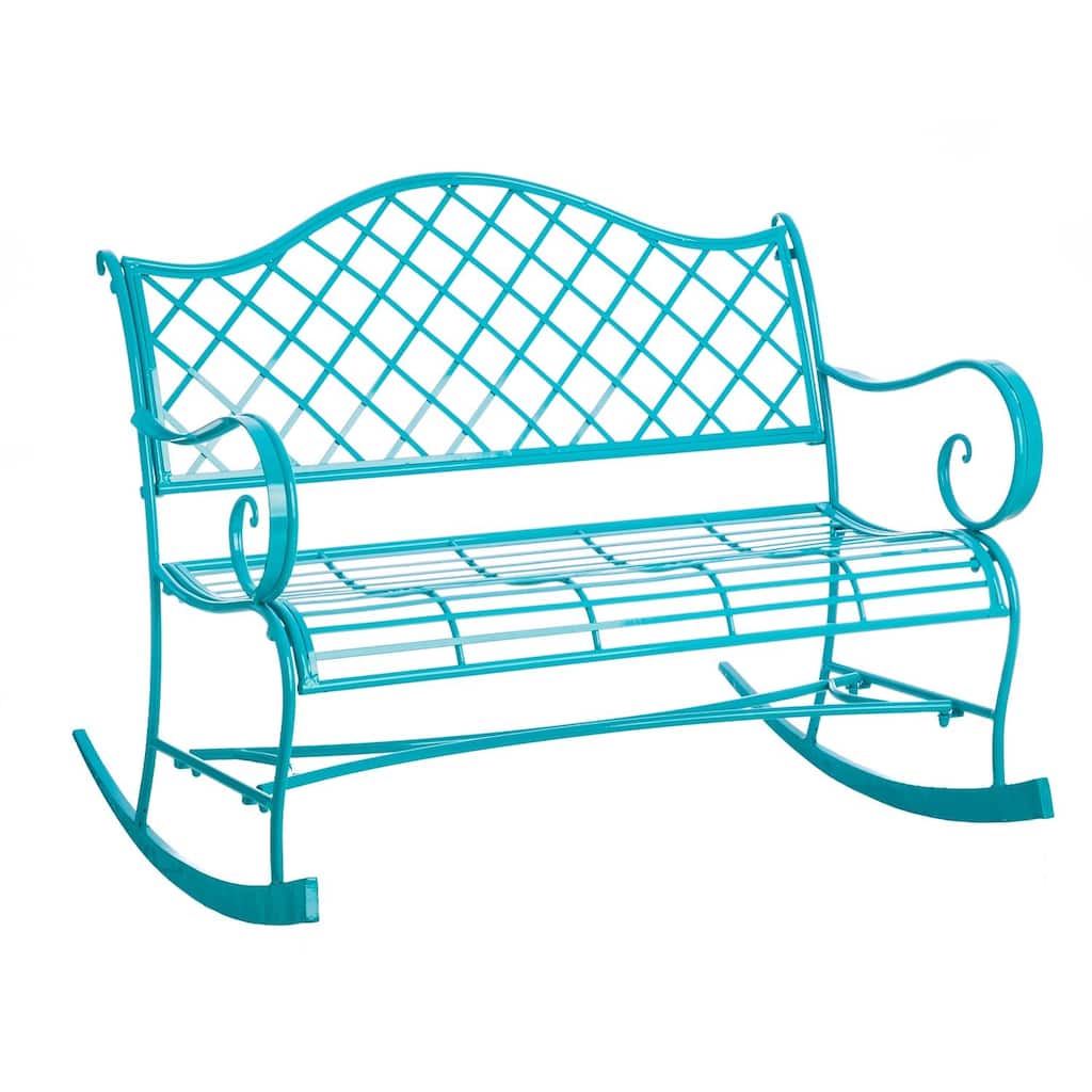 45 in. Powder Coat Indoor/Outdoor Turquoise Metal Outdoor Rocker - 45.25x39x33.5