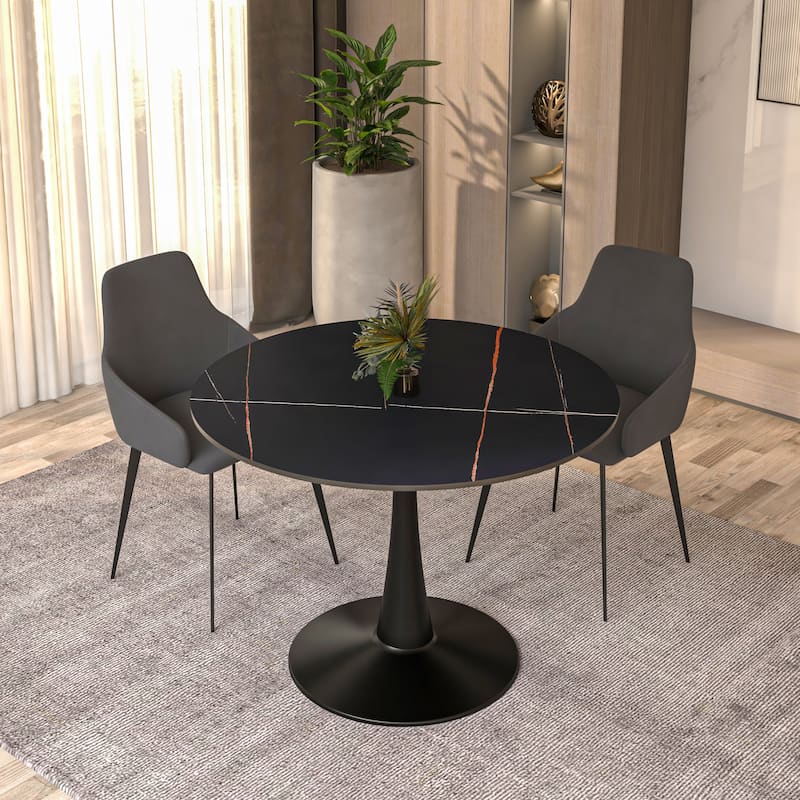 LeisureMod Round Dining Table 40" Sintered Stone Tabletop