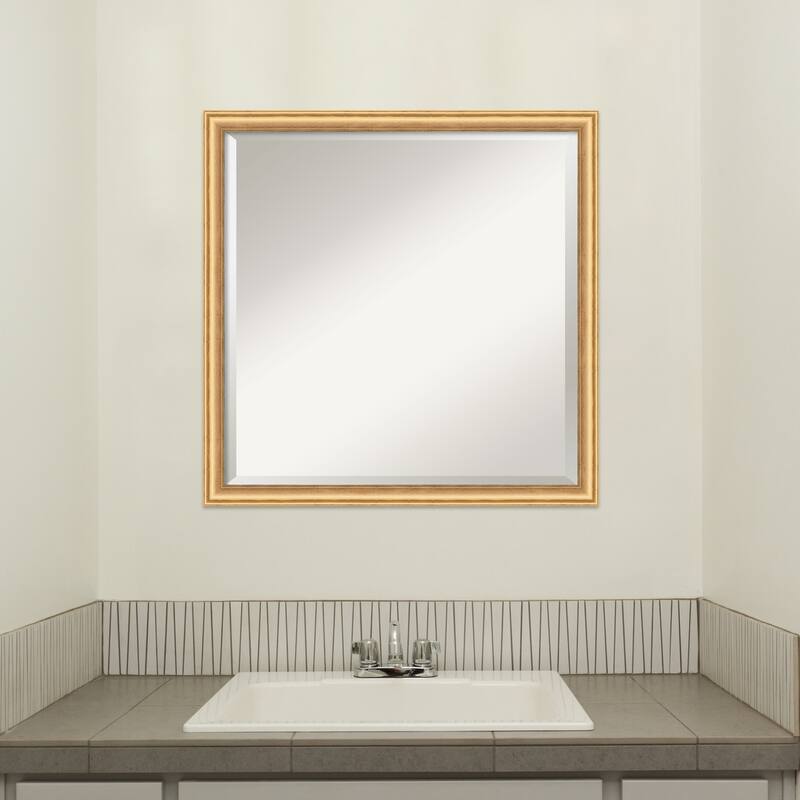 Salon Scoop Beveled Wood Framed Bathroom Vanity Wall Mirror