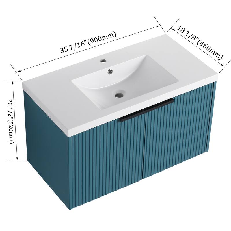 BNK 36''/48'' Single Bathroom Vanity With Sink, Floating Bathroom Vanity with Soft Close Door